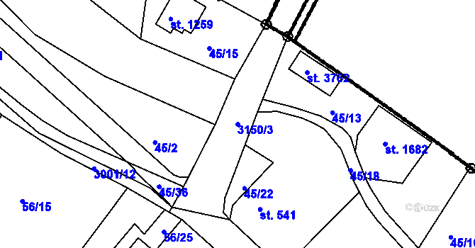 Parcela st. 3150/3 v KÚ Čeladná, Katastrální mapa