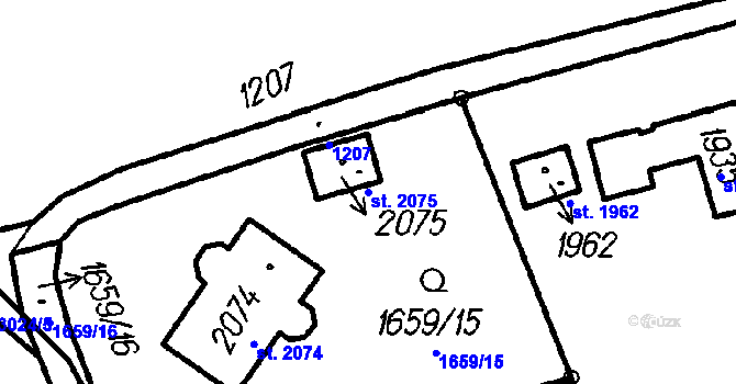 Parcela st. 2075 v KÚ Čeladná, Katastrální mapa