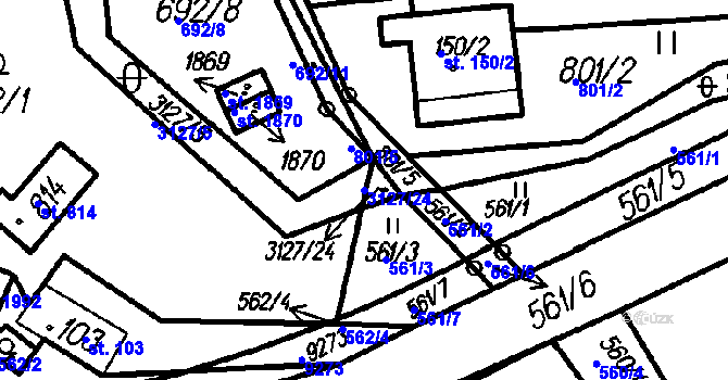 Parcela st. 3127/24 v KÚ Čeladná, Katastrální mapa