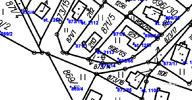 Parcela st. 2113 v KÚ Čeladná, Katastrální mapa