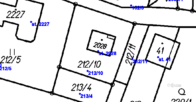 Parcela st. 2028 v KÚ Čeladná, Katastrální mapa