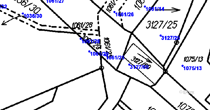 Parcela st. 1061/25 v KÚ Čeladná, Katastrální mapa