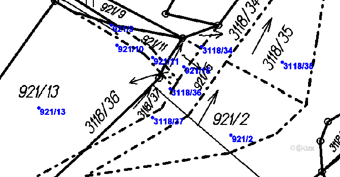Parcela st. 3118/36 v KÚ Čeladná, Katastrální mapa
