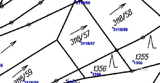 Parcela st. 3118/57 v KÚ Čeladná, Katastrální mapa
