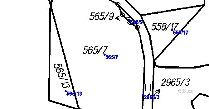 Parcela st. 565/7 v KÚ Čeladná, Katastrální mapa