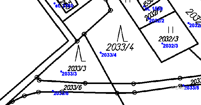 Parcela st. 2033/4 v KÚ Čeladná, Katastrální mapa