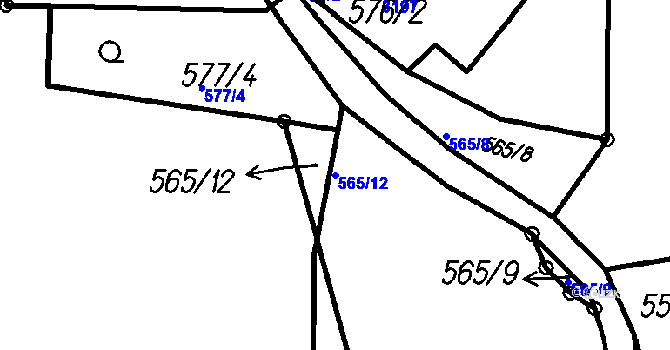 Parcela st. 565/12 v KÚ Čeladná, Katastrální mapa