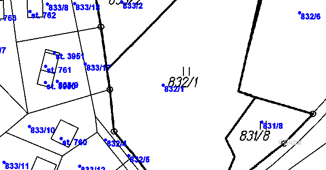 Parcela st. 832/1 v KÚ Čeladná, Katastrální mapa
