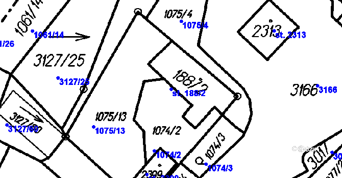 Parcela st. 188/2 v KÚ Čeladná, Katastrální mapa