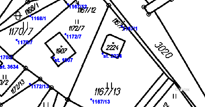 Parcela st. 2224 v KÚ Čeladná, Katastrální mapa