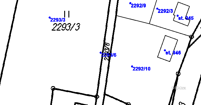 Parcela st. 2293/6 v KÚ Čeladná, Katastrální mapa