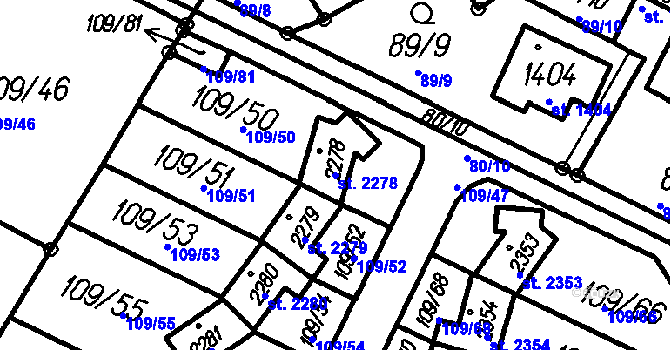 Parcela st. 2278 v KÚ Čeladná, Katastrální mapa