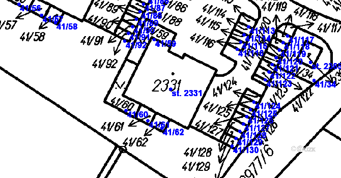 Parcela st. 2331 v KÚ Čeladná, Katastrální mapa