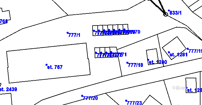Parcela st. 777/73 v KÚ Čeladná, Katastrální mapa