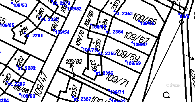 Parcela st. 2355 v KÚ Čeladná, Katastrální mapa