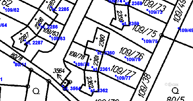Parcela st. 2360 v KÚ Čeladná, Katastrální mapa