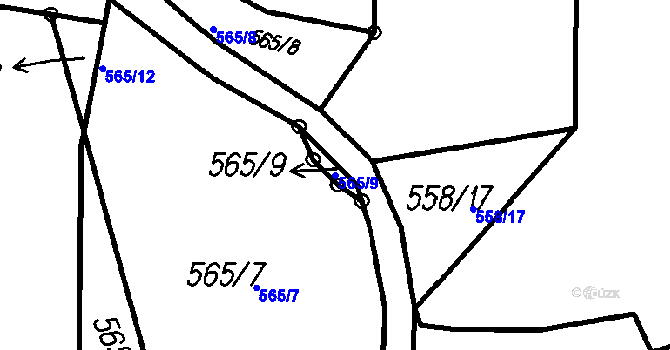 Parcela st. 565/9 v KÚ Čeladná, Katastrální mapa