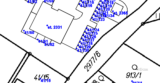 Parcela st. 41/128 v KÚ Čeladná, Katastrální mapa