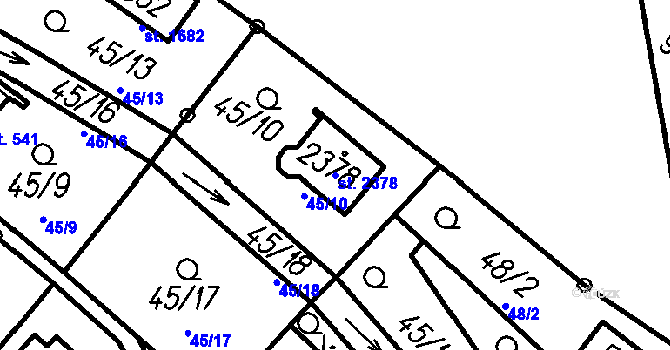 Parcela st. 2378 v KÚ Čeladná, Katastrální mapa