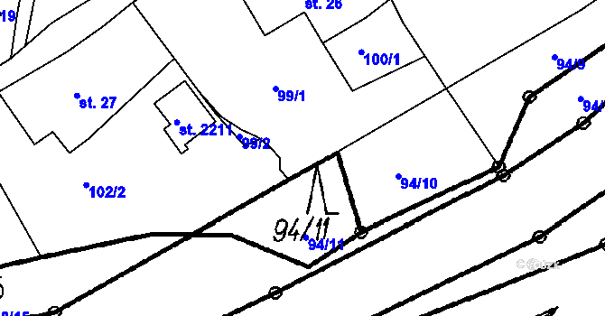 Parcela st. 101/3 v KÚ Čeladná, Katastrální mapa