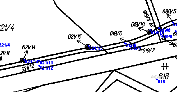 Parcela st. 621/15 v KÚ Čeladná, Katastrální mapa