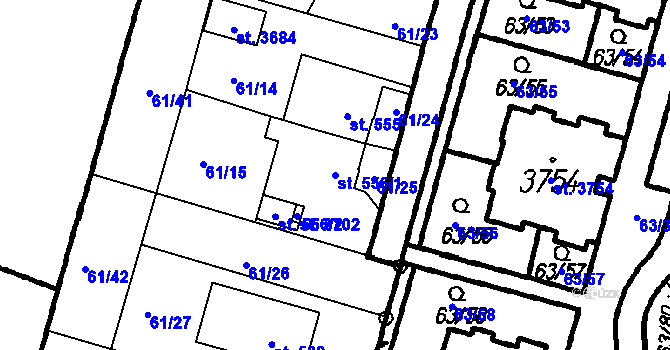Parcela st. 556/1 v KÚ Čeladná, Katastrální mapa