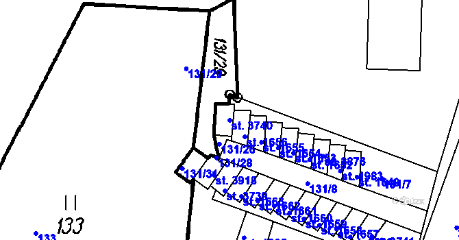Parcela st. 3740 v KÚ Čeladná, Katastrální mapa