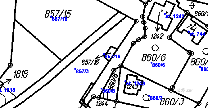 Parcela st. 857/16 v KÚ Čeladná, Katastrální mapa