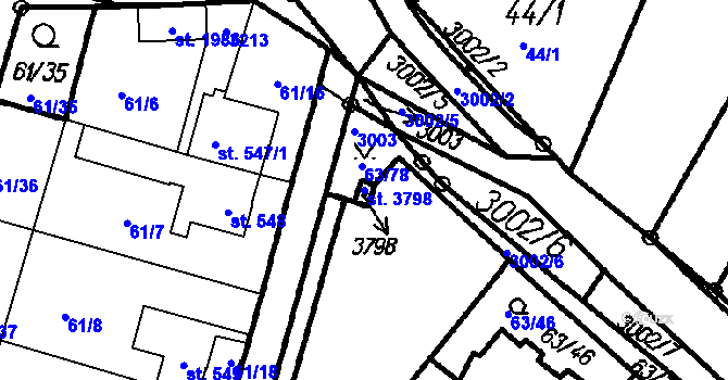 Parcela st. 3798 v KÚ Čeladná, Katastrální mapa