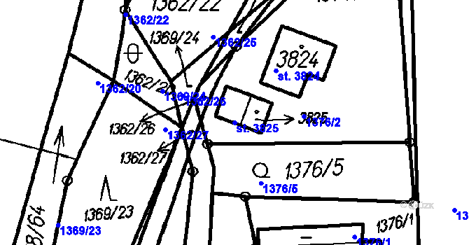 Parcela st. 3825 v KÚ Čeladná, Katastrální mapa
