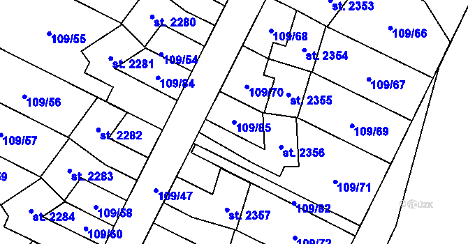 Parcela st. 109/85 v KÚ Čeladná, Katastrální mapa