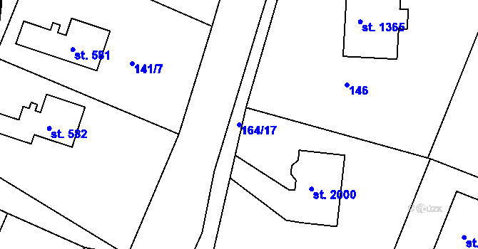 Parcela st. 164/17 v KÚ Čeladná, Katastrální mapa