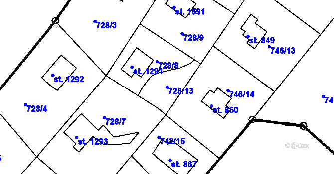 Parcela st. 728/13 v KÚ Čeladná, Katastrální mapa