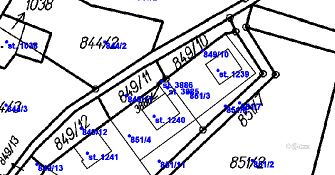 Parcela st. 3885 v KÚ Čeladná, Katastrální mapa