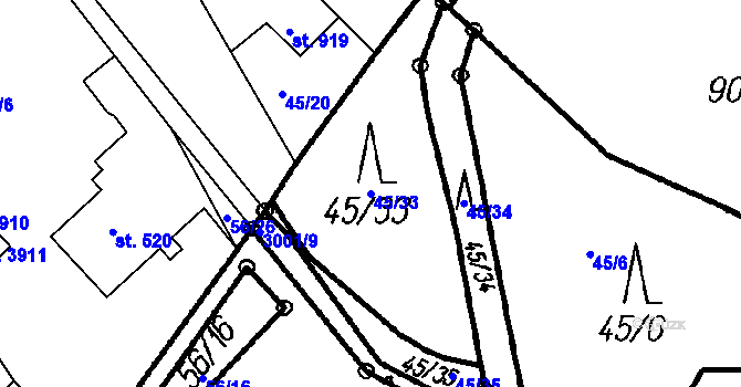 Parcela st. 45/33 v KÚ Čeladná, Katastrální mapa