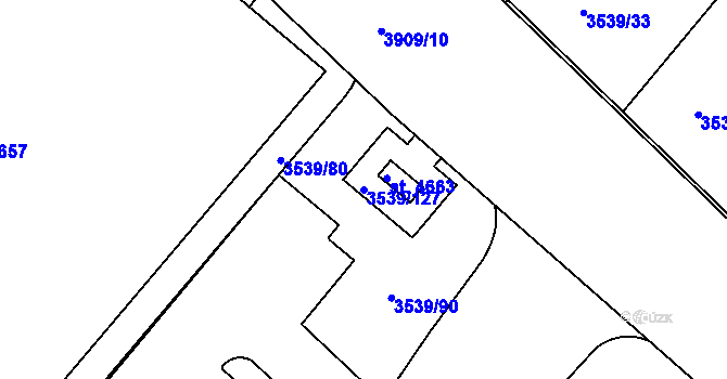 Parcela st. 3539/127 v KÚ Čelákovice, Katastrální mapa