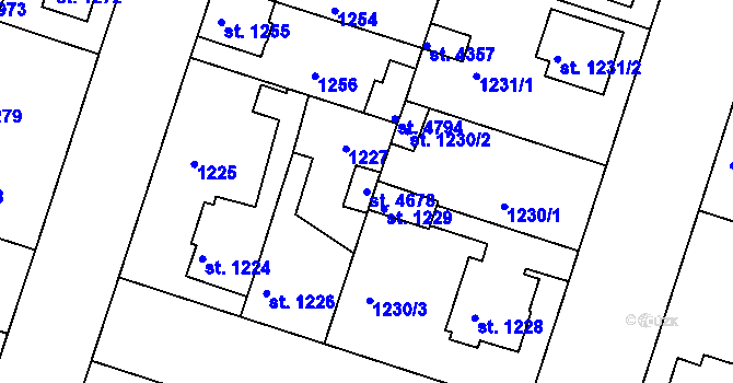 Parcela st. 4678 v KÚ Čelákovice, Katastrální mapa