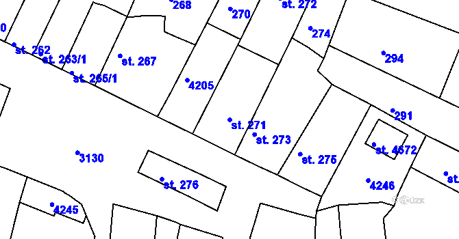 Parcela st. 271 v KÚ Čelákovice, Katastrální mapa