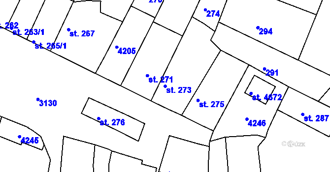 Parcela st. 273 v KÚ Čelákovice, Katastrální mapa