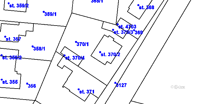 Parcela st. 370/2 v KÚ Čelákovice, Katastrální mapa