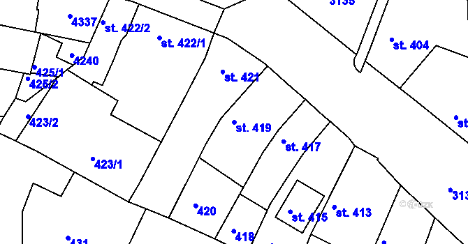 Parcela st. 419 v KÚ Čelákovice, Katastrální mapa