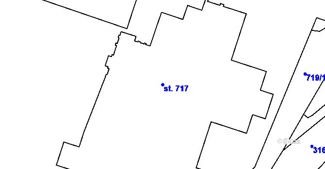 Parcela st. 717 v KÚ Čelákovice, Katastrální mapa