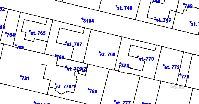 Parcela st. 769 v KÚ Čelákovice, Katastrální mapa
