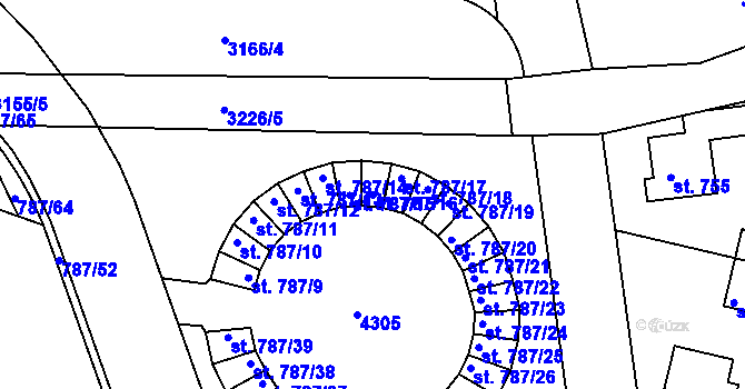 Parcela st. 787/16 v KÚ Čelákovice, Katastrální mapa