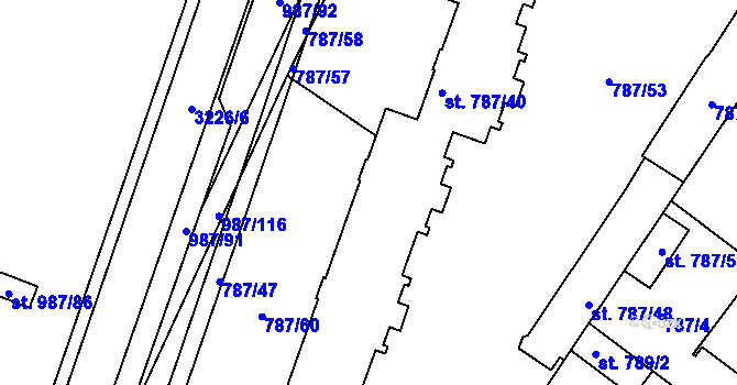 Parcela st. 787/44 v KÚ Čelákovice, Katastrální mapa