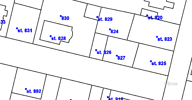 Parcela st. 826 v KÚ Čelákovice, Katastrální mapa