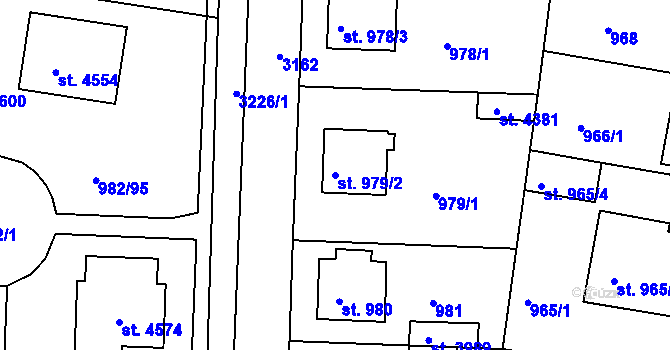Parcela st. 979/2 v KÚ Čelákovice, Katastrální mapa