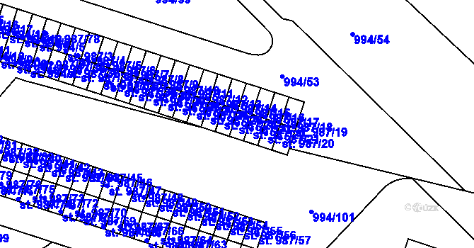 Parcela st. 987/23 v KÚ Čelákovice, Katastrální mapa