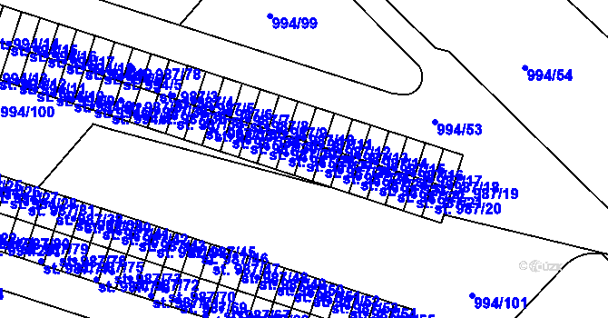 Parcela st. 987/27 v KÚ Čelákovice, Katastrální mapa