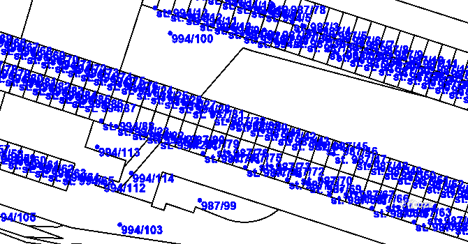 Parcela st. 987/40 v KÚ Čelákovice, Katastrální mapa